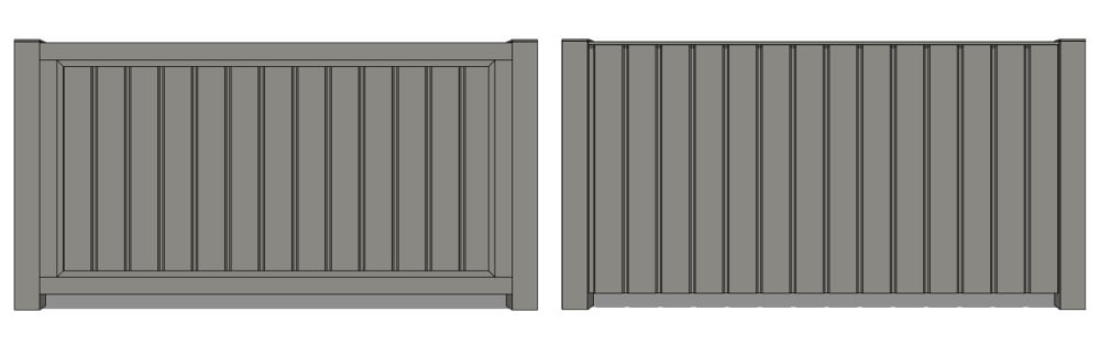 Zeichnung des Aluminiumzauns Davos Vertical
