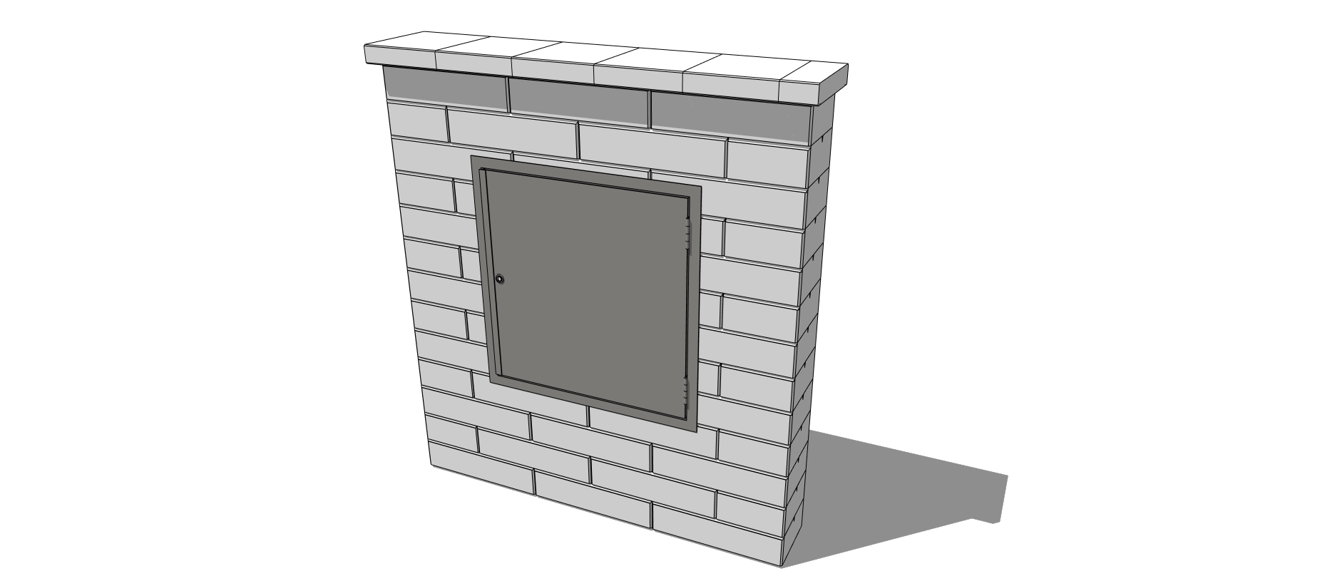 Einflügelige Tür für Versorgungsleitungen (eingelassen)
